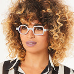 Aptica Pop Art Disco Divine Ready Reading Glasses Unisex Blue Light Filter Female Model