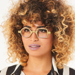 Aptica Pop Art Disco Ross Ready Reading Glasses Unisex Blue Light Filter Female Model