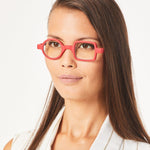 Aptica Pop Art Donald Ready Reading Glasses Unisex Blue Light Filter Female Model